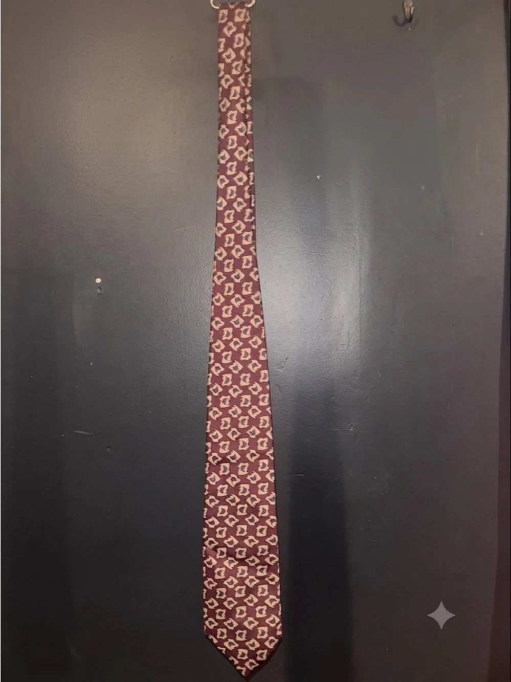 Vintage Ferrell Reed for Nordstrom Silk Tie Burgundy Geometric Foulard Print